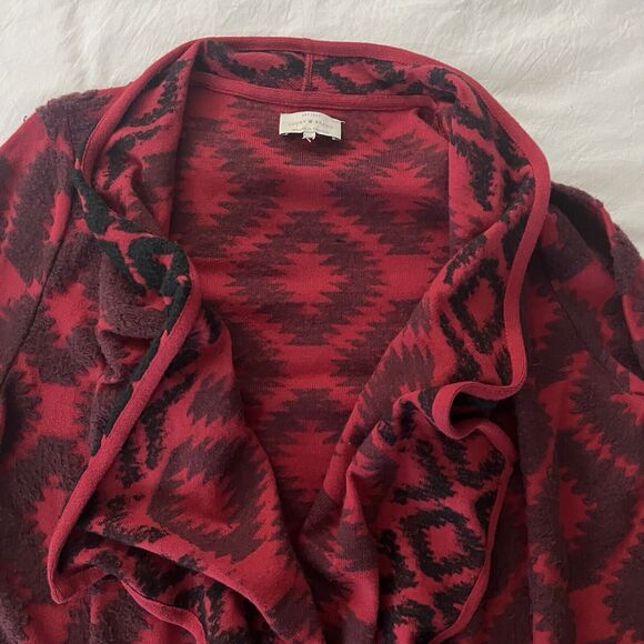 Lucky Brand Southwest Aztec Yellowstone Red Waterfall Cardigan Sweater Medium - Picture 5 of 13